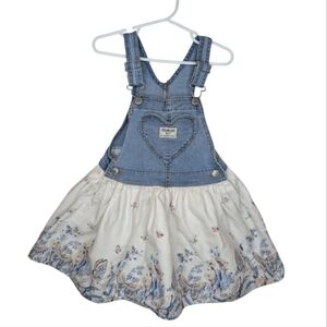 OshKosh Carter's 4T Girl Denim Floral Heart Overall Dress Western